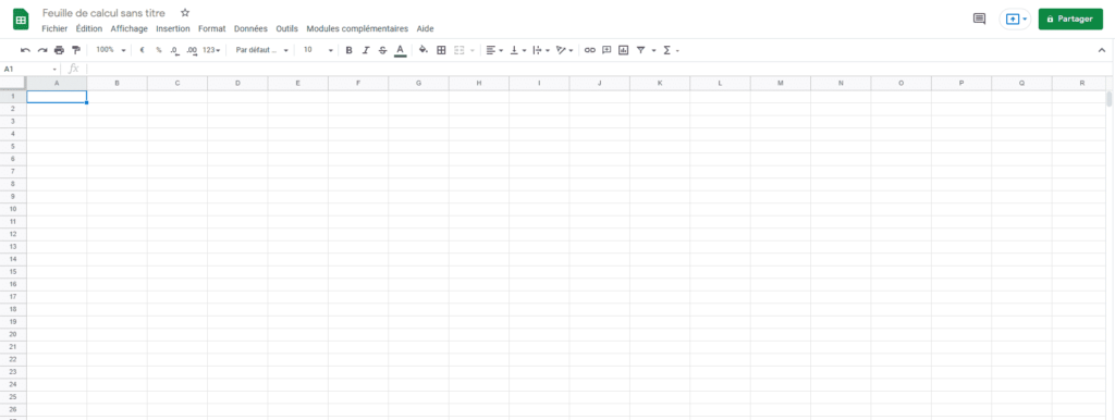 nouvelle feuille Google Sheet