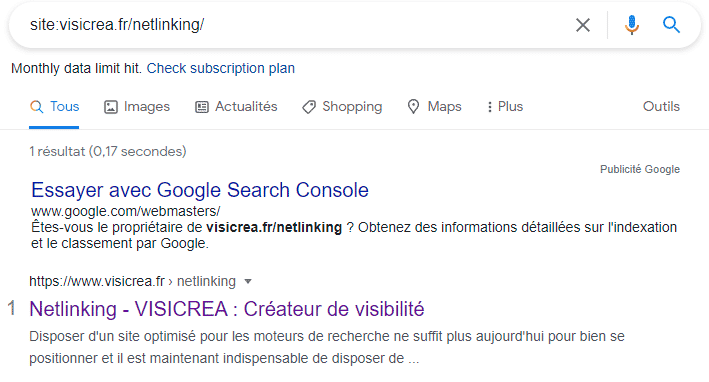page indexée dans Google